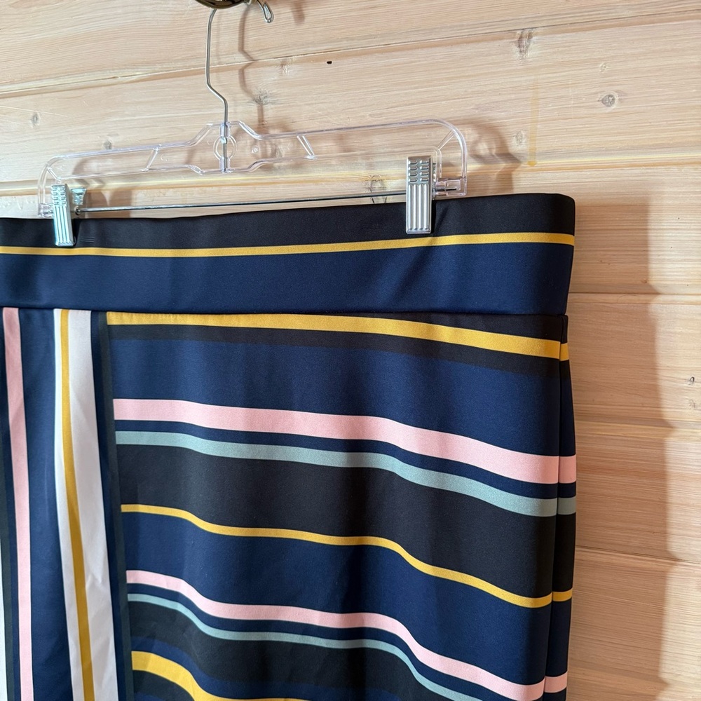 Eloquii Multicolor Stripe Pencil Skirt 18 Workwear, Mod Print Back Zipper Vent